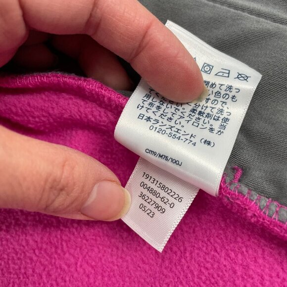 Lands' End Pink Grid Fleece Full Zip Up Jacket Womens Size Large Outdoor Casual - Picture 8 of 10